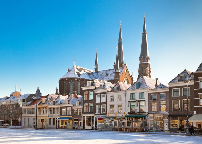 Delft Main Square in Winter